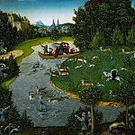 Lucas Cranach the elder -- Stag hunt of Elector Frederick the Wise of Saxony, Emperor Maximilian I, and Elector Johann the Steady, Kunsthistorisches Museum