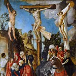 Kunsthistorisches Museum - CRANACH, Lucas the Elder (b. 1472, Kronach, d. 1553, Weimar) The Crucifixion 1501 Wood, 58 x 45 cm Kunsthistorisches Museum, Vienna This is the earliest known painting of Cranach, executed for the Schottenkirche in Vienna. Cranach’s style was fully formed and underwent little development after about 1515, and the highly finished, mass-produced paintings after that date suffer by comparison with the more individual works he painted in early adulthood. --