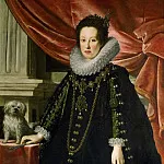 Justus Suttermans -- Archduchess Anna de Medici, with a puppy, knee length, Kunsthistorisches Museum