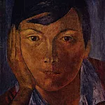 yellow face . 1921, Kuzma Sergeevich Petrov-Vodkin