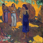 Three Tahitian on a yellow background, Paul Gauguin