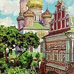 Simonov Monastery. Clouds and golden domes. 1927, Apollinaris M. Vasnetsov