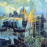 Varangian ships in Veliky Novgorod. 1902, Apollinaris M. Vasnetsov