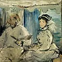 Édouard Manet - Monet and his wife Camille on the studio boat