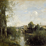Seine and Old Bridge at Limay, Jean-Baptiste-Camille Corot