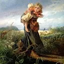 900 Classic russian paintings - MAKOVSKY Constantine - children fleeing from the storm