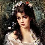 900 Classic russian paintings - MAKOVSKY Constantine - A girl in a suit of Flora