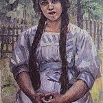 girl with pigtails. Portrait of A. Dobrinsky, Vasily Ivanovich Surikov