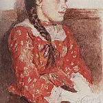 Girl in red sweater, Vasily Ivanovich Surikov