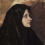 Head of a Woman in a black shawl, Vasily Ivanovich Surikov