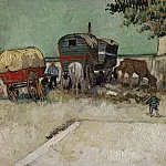 Encampment of Gypsies with Caravans, Vincent van Gogh
