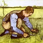 Boy Cutting Grass with a Sickle, Vincent van Gogh