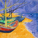 Fishing Boats on the Beach, Vincent van Gogh