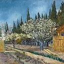 Orchard in Blossom, Bordered by Cypresses, Vincent van Gogh