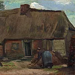 Cottage with Peasant Woman Digging, Vincent van Gogh