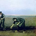 Ploughman with Woman Planting Potatoes, Vincent van Gogh