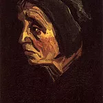 Head of a Peasant Woman with Black Cap, Vincent van Gogh