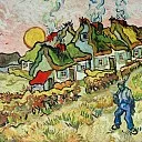 Thatched Cottages in the Sunshine, Vincent van Gogh