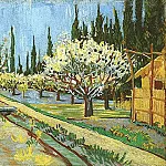 Orchard in Blossom, Bordered by Cypresses, Vincent van Gogh