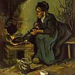 Peasant Woman Cooking by a Fireplace, Vincent van Gogh