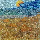 Evening Landscape with Rising Moon, Vincent van Gogh