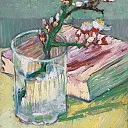 Blossoming Almond Branch in a Glass with a Book, Vincent van Gogh