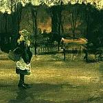 A Girl in the Street, Two Coaches in the Background, Vincent van Gogh