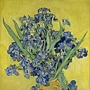 Vase with Irises Against a Yellow Background, Vincent van Gogh