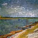 View of a River with Rowing Boats, Vincent van Gogh