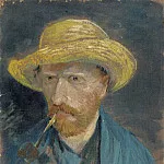 Self-Portrait with Straw Hat and Pipe, Vincent van Gogh