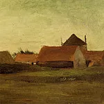 Farmhouses in Loosduinen near The Hague at Twilight, Vincent van Gogh