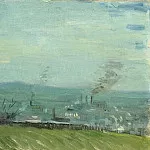 Factories Seen from a Hillside in Moonlight, Vincent van Gogh