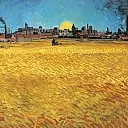 Summer Evening, Wheatfield with Setting sun, Vincent van Gogh