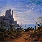 Йозеф Антон Кох - Шинкель, Карл Фридрих (1781 - 1841) - Готический собор на скале у моря