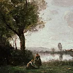 Камиль Писсарро - Коро, Жан-Батист-Камиль (1796-1875) - Речной пейзаж - Сена близ Парижа