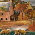 Farm with Lambs, Boris Grigoriev