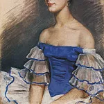Portrait of E. N. Heidenreikh in blue, Zinaida Serebryakova