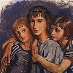Self-portrait with her daughters, Zinaida Serebryakova