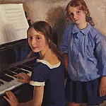 The girls at the piano, Zinaida Serebryakova