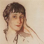 Portrait of A. A Akhmatova, Zinaida Serebryakova
