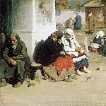Абрам Ефимович Архипов - Радоница (Перед обедней). 1892. Холст, масло. Холст, масло. 58х114 см