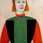 Орас Верне - malevich_head_of_a_young_girl_of_today_1932