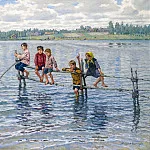 Children At A Lake In Lettgallia, Nikolai Petrovich Bogdanov-Belsky