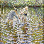 Young boys fishing for crayfish, Nikolai Petrovich Bogdanov-Belsky