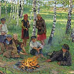 By The Campfire, Nikolai Petrovich Bogdanov-Belsky