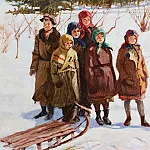 Children with a sled, Nikolai Petrovich Bogdanov-Belsky