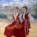 Two girls on a swing, Nikolai Petrovich Bogdanov-Belsky