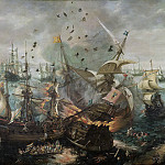 Взрыв испанского адмиральского корабля в ходе морского сражения у Гибралтара 25 апреля 1607 г., 1621, Корнелис Ван Виринген