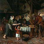 Сатир в гостях у крестьян (51х46 см) 1660-62, Ян Вик