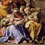 J. Paul Getty Museum - Bezzi Giovanni Francesco (nickname Nosadella) (Bologna 1510-1571) - Holy Family with Sts Anna, Catherine of Alexandria and Mary Magdalene (100x77 cm) 1560s